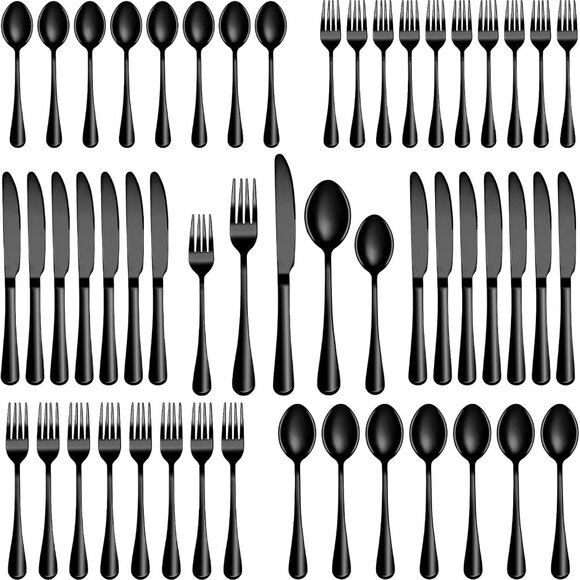 Other - 20 Pcs Black Silverware Set, Stainless Steel Flatware Set Service for 4, Mirror